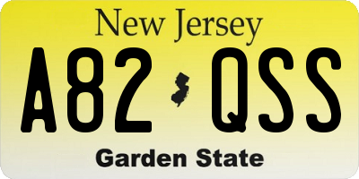 NJ license plate A82QSS
