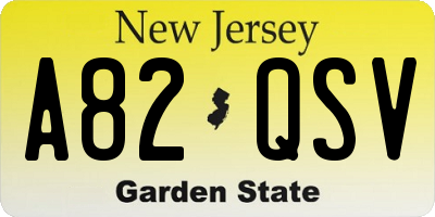 NJ license plate A82QSV