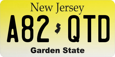 NJ license plate A82QTD