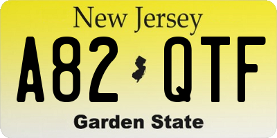 NJ license plate A82QTF