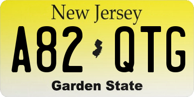 NJ license plate A82QTG