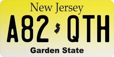 NJ license plate A82QTH