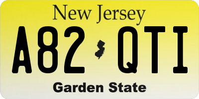 NJ license plate A82QTI