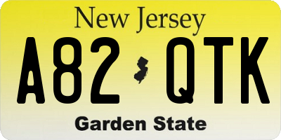 NJ license plate A82QTK