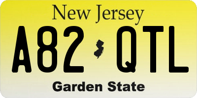 NJ license plate A82QTL