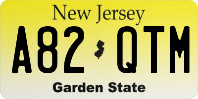 NJ license plate A82QTM