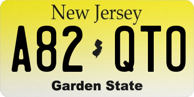 NJ license plate A82QTO