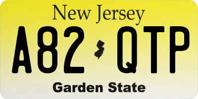 NJ license plate A82QTP