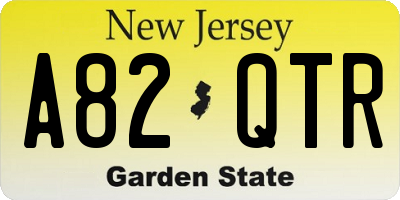 NJ license plate A82QTR