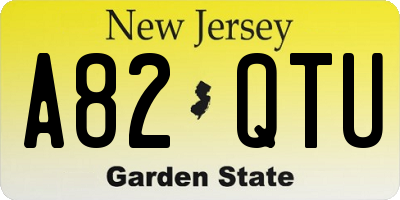 NJ license plate A82QTU
