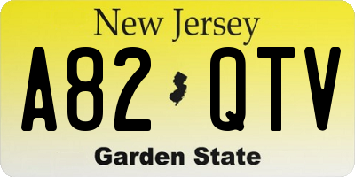 NJ license plate A82QTV