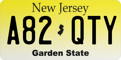 NJ license plate A82QTY