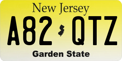 NJ license plate A82QTZ