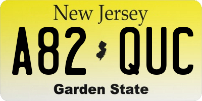 NJ license plate A82QUC