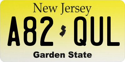 NJ license plate A82QUL