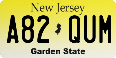 NJ license plate A82QUM