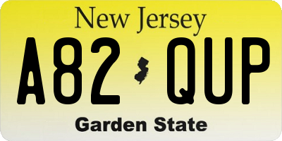 NJ license plate A82QUP