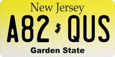 NJ license plate A82QUS