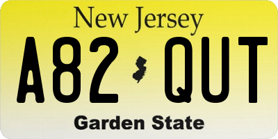 NJ license plate A82QUT