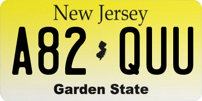 NJ license plate A82QUU