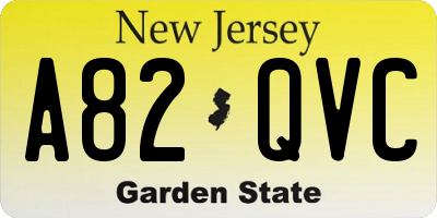 NJ license plate A82QVC