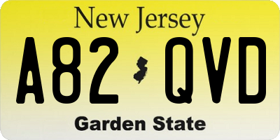 NJ license plate A82QVD
