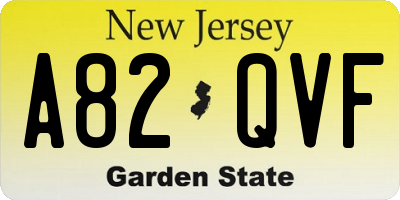 NJ license plate A82QVF