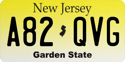 NJ license plate A82QVG