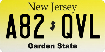 NJ license plate A82QVL
