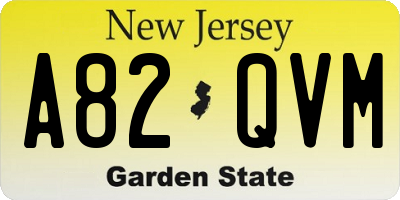 NJ license plate A82QVM