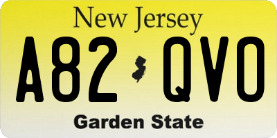 NJ license plate A82QVO