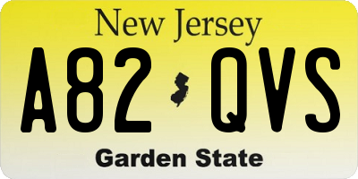 NJ license plate A82QVS