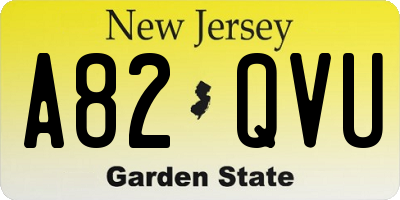 NJ license plate A82QVU