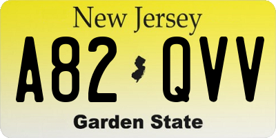 NJ license plate A82QVV