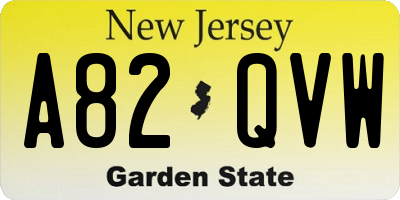 NJ license plate A82QVW