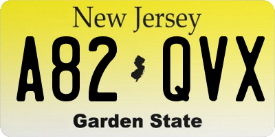 NJ license plate A82QVX
