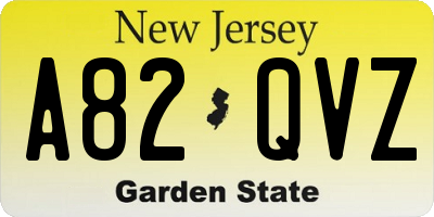NJ license plate A82QVZ
