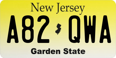NJ license plate A82QWA