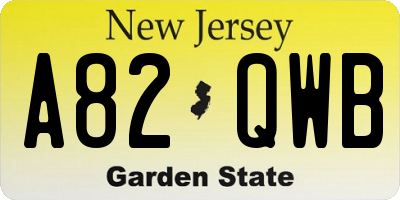 NJ license plate A82QWB