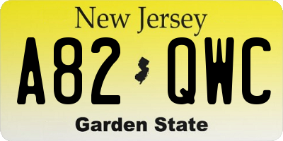 NJ license plate A82QWC