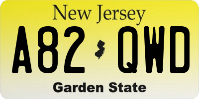 NJ license plate A82QWD
