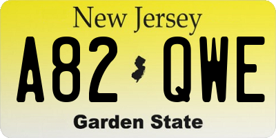 NJ license plate A82QWE