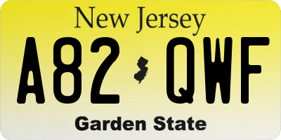 NJ license plate A82QWF