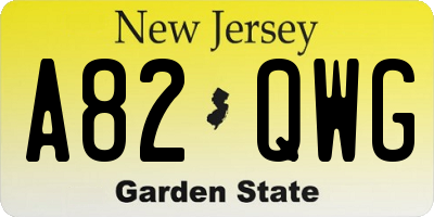 NJ license plate A82QWG