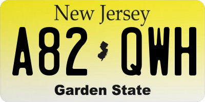 NJ license plate A82QWH
