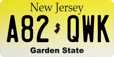 NJ license plate A82QWK