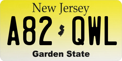 NJ license plate A82QWL