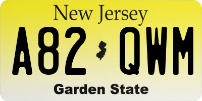NJ license plate A82QWM