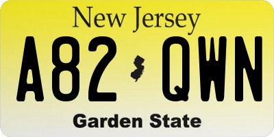 NJ license plate A82QWN