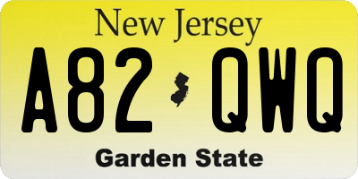 NJ license plate A82QWQ